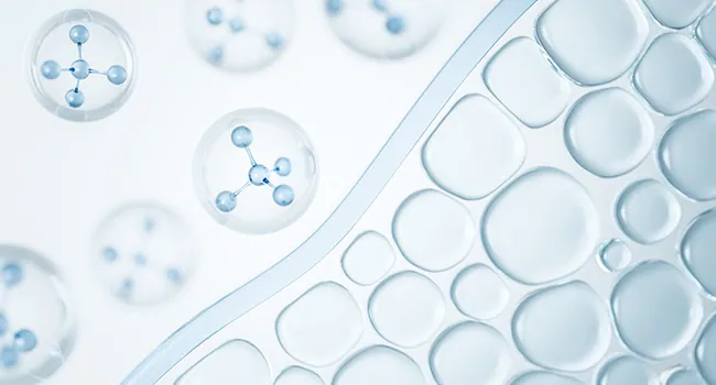 Illustration of polynucleotide molecules beside skin cells